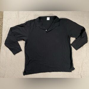 Brooks Brothers Black Long Sleeve Polo Shirt 100% Cotton